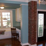 Interior remodel, exposed brick, double doors