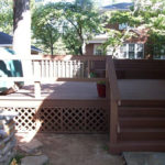 Deck addition, wood benches, thatched fencing