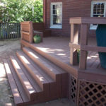 Exterior remodel, wood deck, stairs, benches