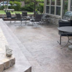 Large patio renovation, stone steps, seating area