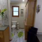 Renovated bathroom, custom cabinet