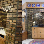 Renovated stove, brick alcove, wood drawers and trim