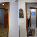 Laundry room renovation, new tile floor, before and after