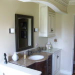 Bathroom remodel - white cabinets, marble basin