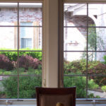 Exterior windows, white trim