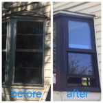 Vinyl replacement window - before and after comparison